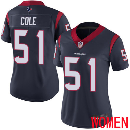 Houston Texans Limited Navy Blue Women Dylan Cole Home Jersey NFL Football #51 Vapor Untouchable->houston texans->NFL Jersey